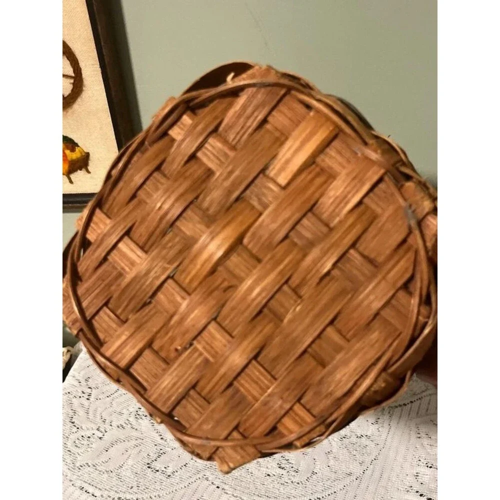 Hand woven vintage wicker basket
